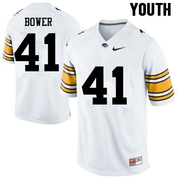 Youth Iowa Hawkeyes #41 Bo Bower College Football Jerseys-White